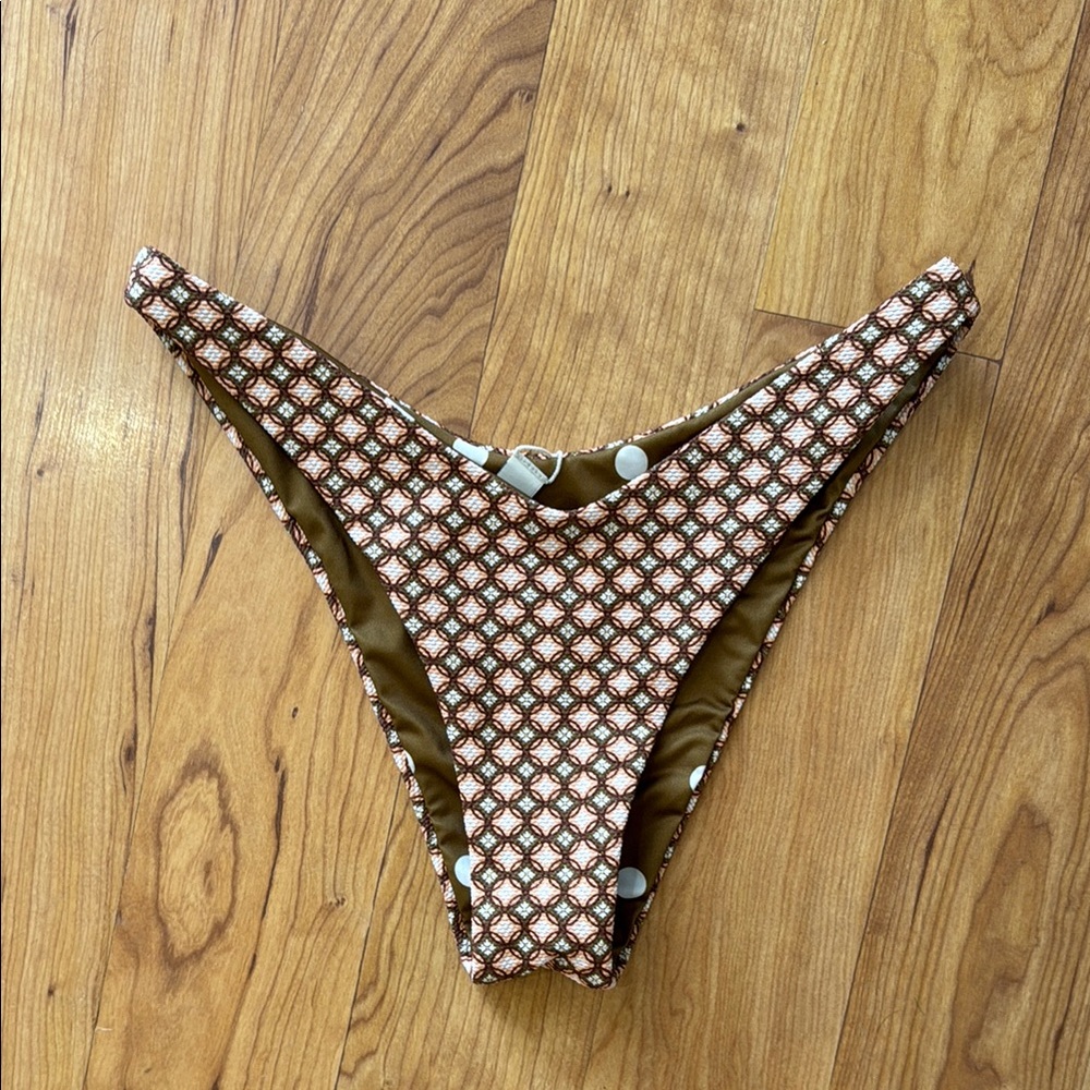 Maaji Geometric Brown and Cream Bikini Bottom